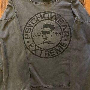 Vintage 1990s Psycho Wear Men's Graphic Sweatshirt Gray  BLK OSFA USA PSYCHOWEAR